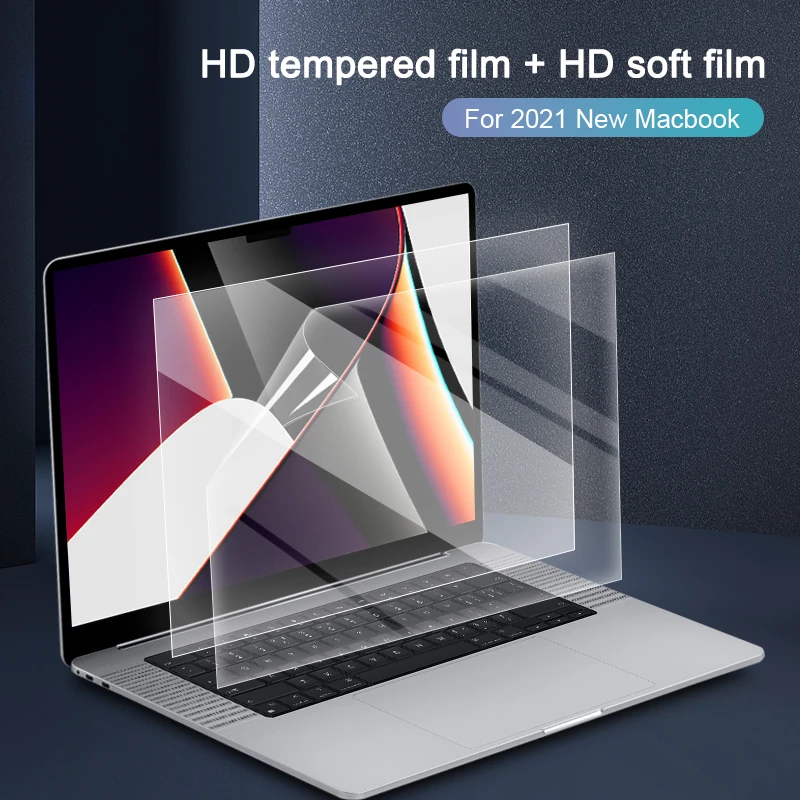 

Подходит для ноутбука 2021 Новый Macbook Pro 14 16 A2485 A2442 HD мягкая пленка + HD Закаленное стекло Защитная пленка для экрана ноутбука