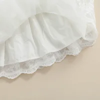 Robe décontractée pour nouveau-né fille de 0 à 24 mois, robe blanche sans manches à col carré et ourlet en dentelle 3