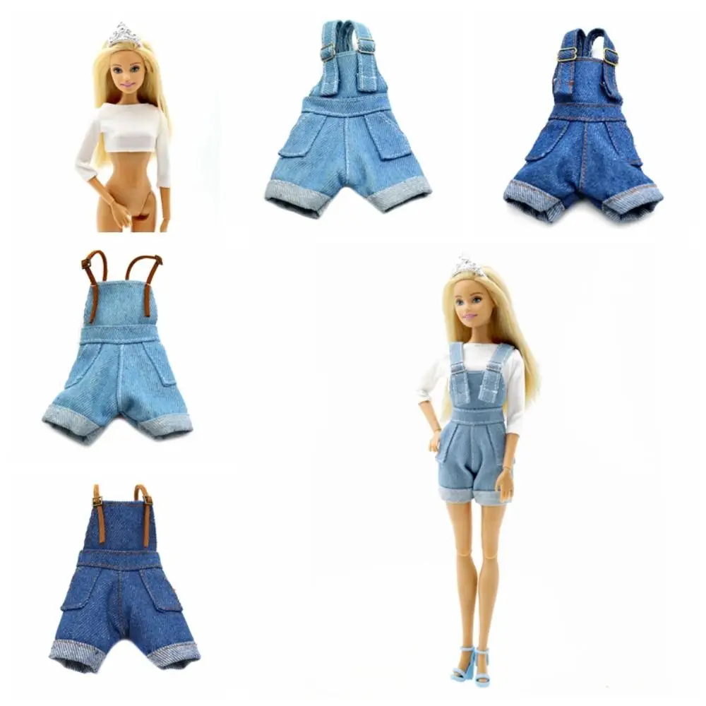 Funny Denim Jeans Doll Suspenders Trousers Outfit Cloth Crop Top 29cm Doll Wearable Cowboy Doll Decoration