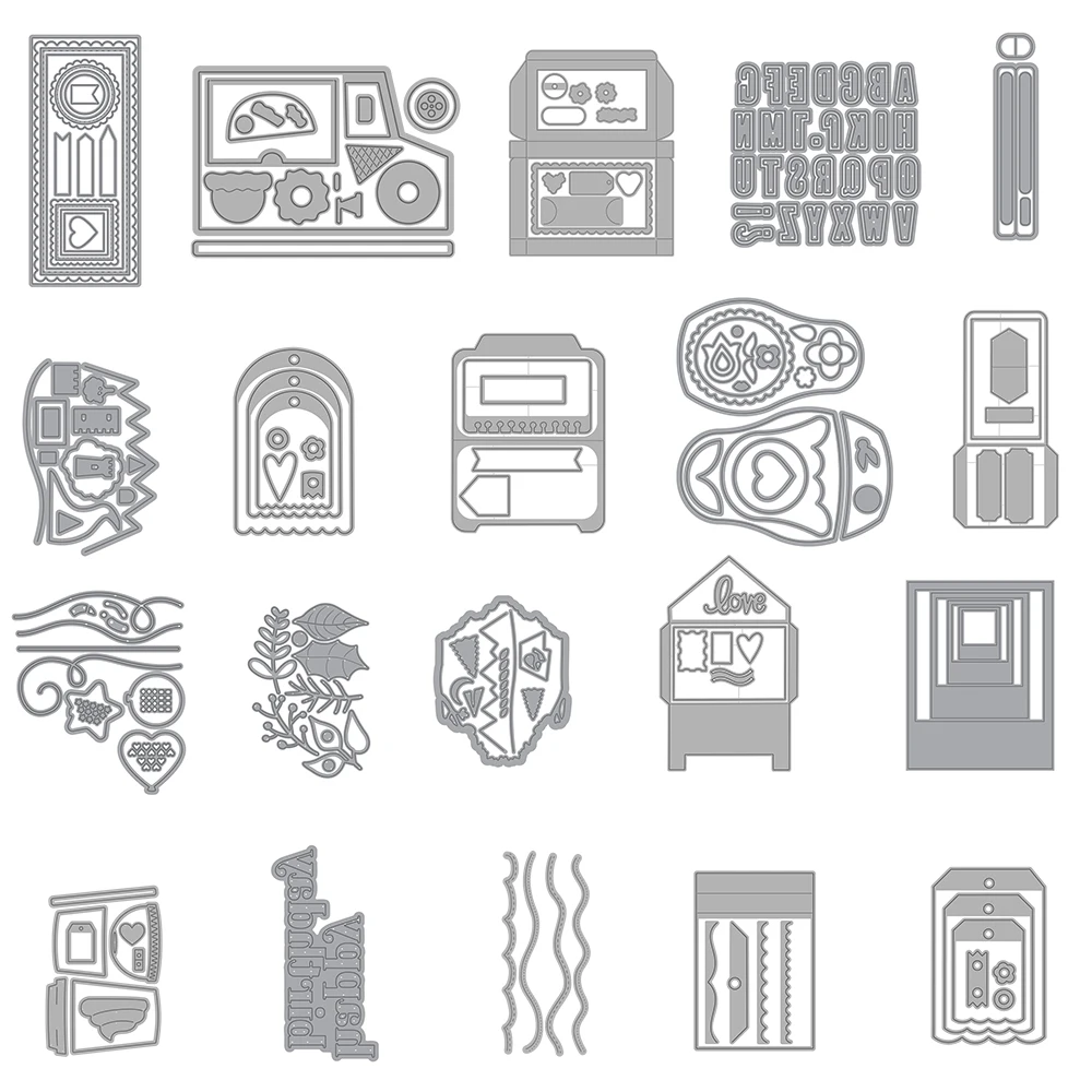 

2023 New Arrival Balloon Metal Cutting Dies Box Mug Letter Scrapbook Paper Craft Knife Mould Blade Punch Photo Album Stencils