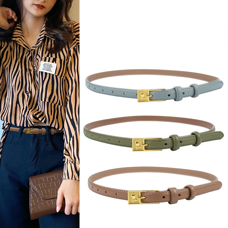 

2023 Design Slim Belts for Women Plain Real Cow Leather Jean Belt Strap Women Adjustable Waistband Ceinture Dior Pour Femme Luxe