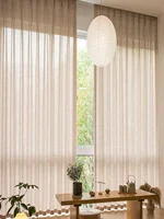Korean Style Thickened Cotton and Linen Half Set Curtains for Bedroom Living Room and Curtains and Polyester 2