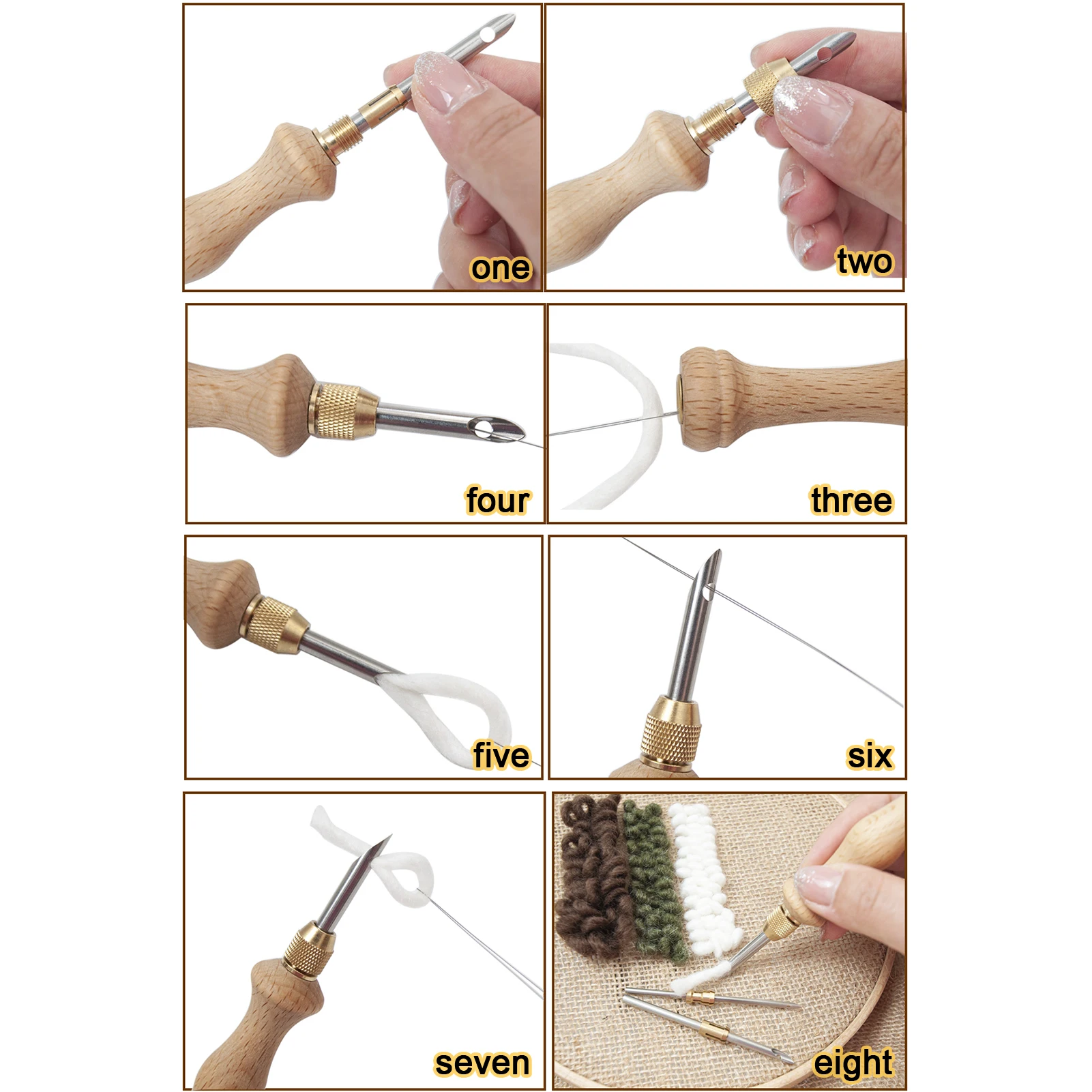 Sewing Punch Needle Embroidery Kit Sewing Embroidery Punch Pen Felting Threader Needles For Embroidery Rug DIY Handmade Art