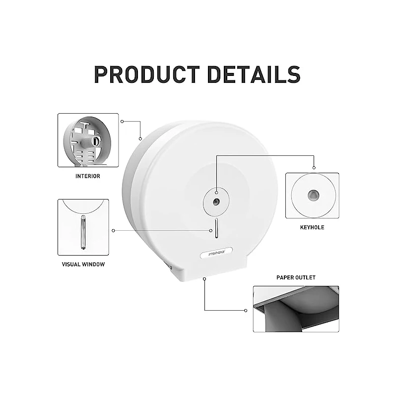 interhasa! Roll Paper Towel Dispenser Tissue Dispenser High Capacity Toilet Paper Holder with Shelf for Bathroom Commercial