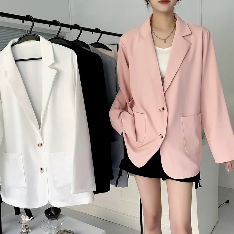 Women Chic Office Lady Double Breasted Blazer Vintage Coat Fashion Notched Collar Long Sleeve Ladies Outerwear Stylish Tops