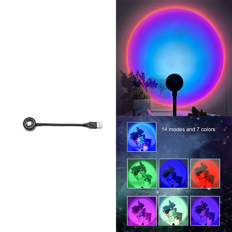 

LED USB Sunset Lamp Night Light Projector Birthday Party Decoration Portable Mood Light For Bedroom Living
