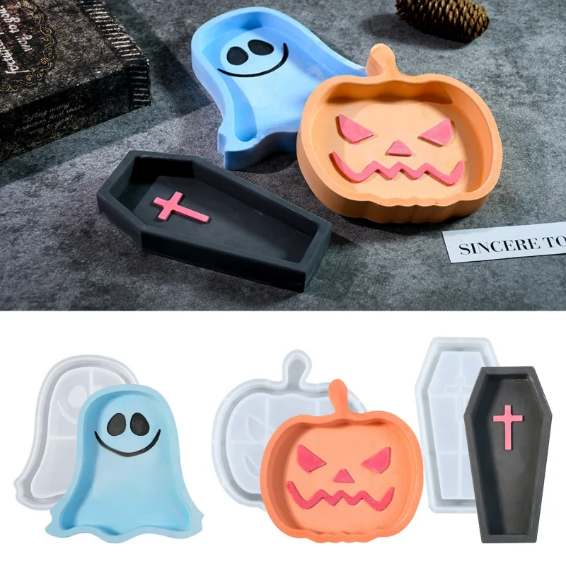 Halloween Ghost Candle Molds, 3D Siliconen Mallen voor Epoxy Casting, Skull Pumpkin Candle Mold, Halloween Ghost Mold, Hars Maken Mallen voor Kaarsvet Klei Kunst Ambachten Maken