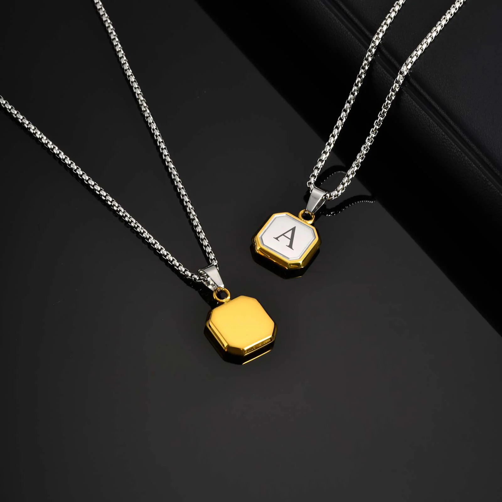 Stylish Alphabet Necklace for Men Boys,Waterproof Stainless Steel A-Z 26 Leters Collars,Name Initial Jewelry Gift