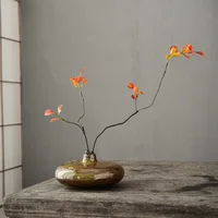 Ceramic Vase Flat Mouth Flower Vase Flower Pot Floral Arrangement Accessories Potted Home Decoration Accessories Terrarium 1