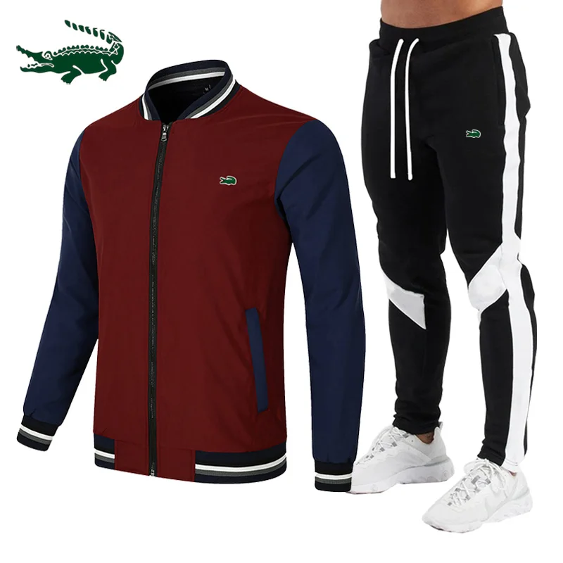 

2023 High-quality men's new casual sports baseball suit color-blocking jacket jacket+color-blocking sports pants set s-3xl