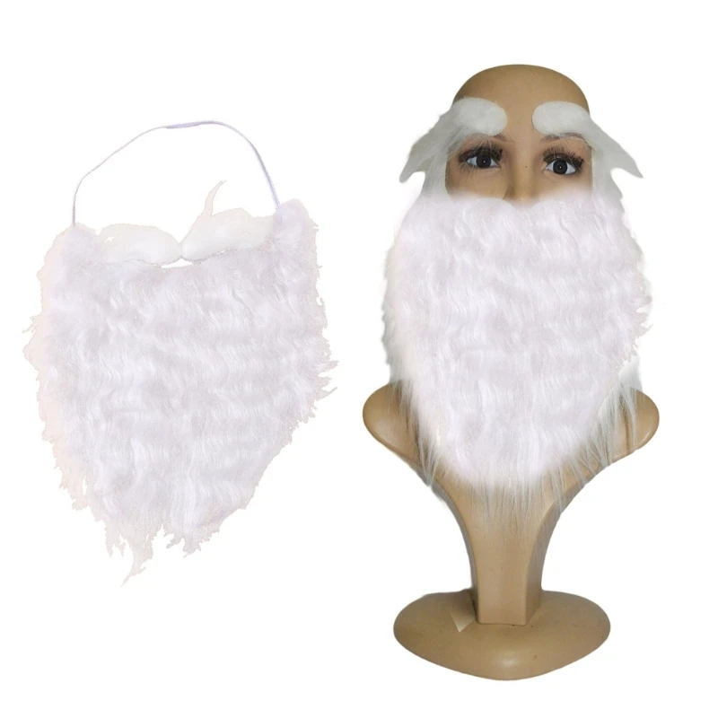 

White Fake Beard Funny Santa Beard Cosplay Costume Christmas Santa Clause Beard Costume Accessories for Kids and Adults