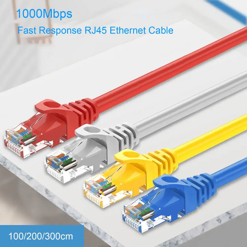 100/200/300cm CAT6 Cabo Ethernet 1000Mbps Cabo de remendo de rede RJ45 ...