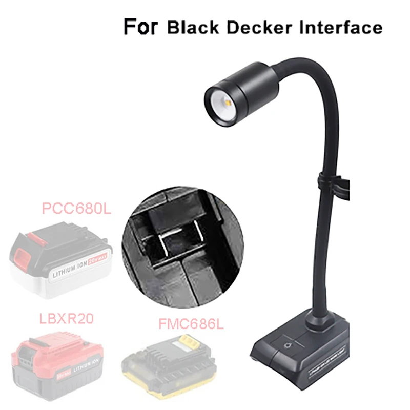 Desk Work Hose Lamp Suitable For Makita Bosch For Dewalt Milwaukee Black Decker