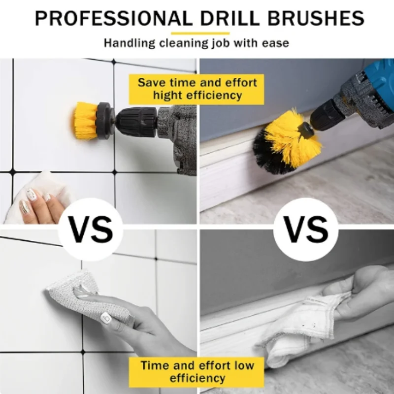 7pcs Drill Brush Attachment Set Power Scrubber Brush With Drill Scrub Brush For Cleaning Showers Tubs Bathroom Tile Grout Carpet 5