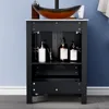 24" Black Bathroom Vanity with Tempered Glass Sink,Modern Bathroom Vanity Cabinet, Pop Up Drain Included,Mirror Not Included 5