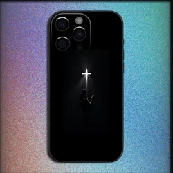Divine Embrace Soft Black Phone Case with God Jesus Cross Design - iPhone 12 Pro Max (Z1)