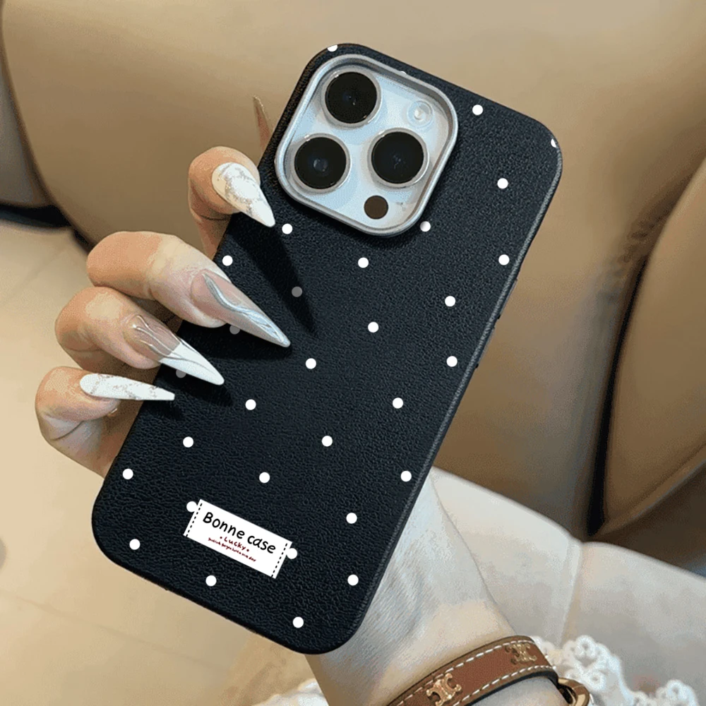 White Polka Dots Design Shockproof Soft Phone Case