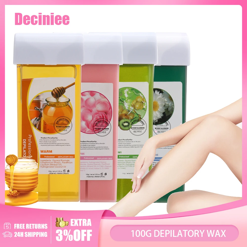 

100g Hair Removal Wax Gentle Non-irritating Roll-On Honey Hot Depilatory Cream Wax Cartridge Beeswax Warmer Waxing Hair Removal