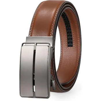 Mens Belt Leather Ratchet Belt For Men Automatic Ratchet Buckle 1 3/8