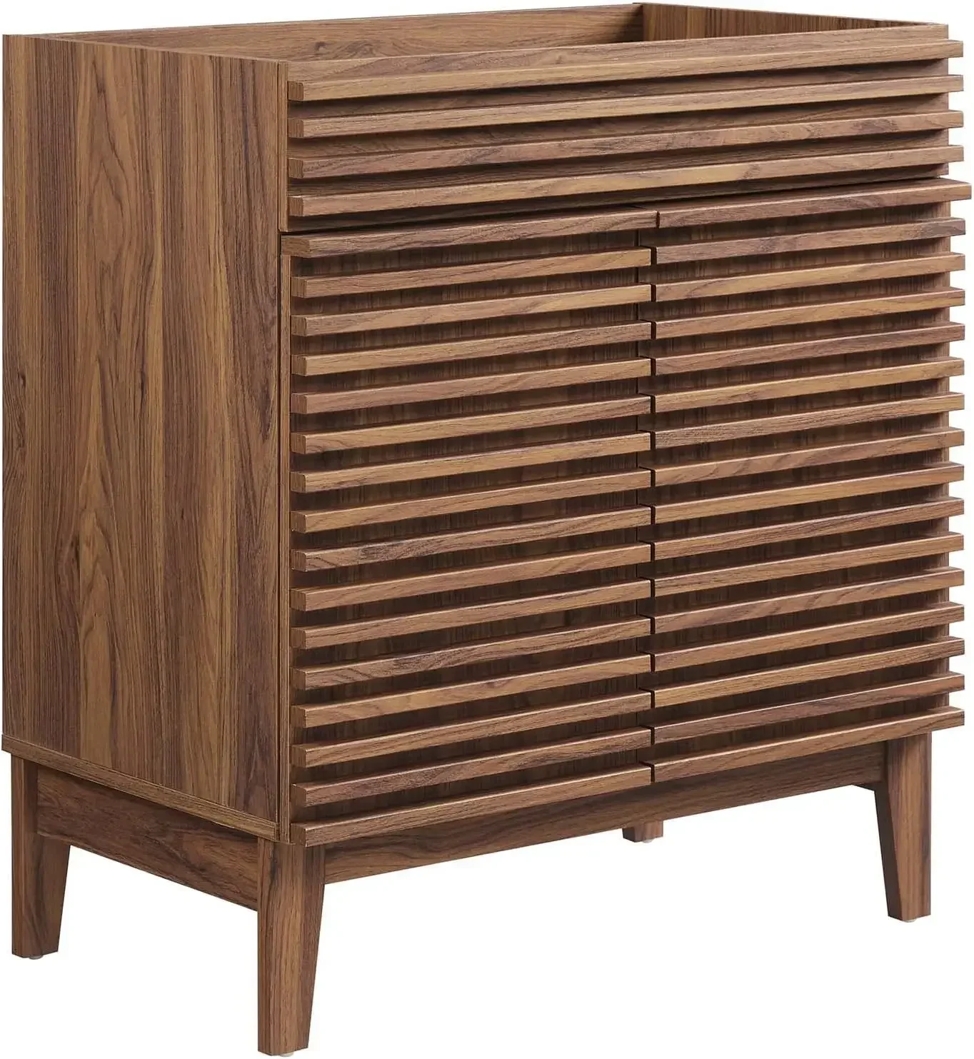 Render 30" Bathroom Vanity in Walnut-Sink Basin Not Included 30 Inch solid construction with practical functionality Walnut 4