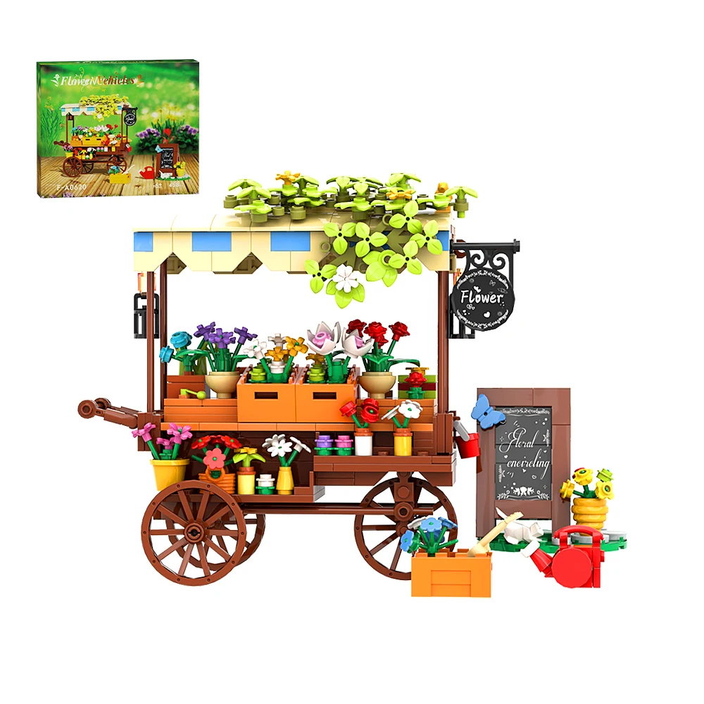 458Pcs Flower Vehicle Building Blocks Ideale Modello Fai Da Te Deco Garden Office Bricks Toys Set Regalo Di Compleanno Per Adulti Per La Fidanzata