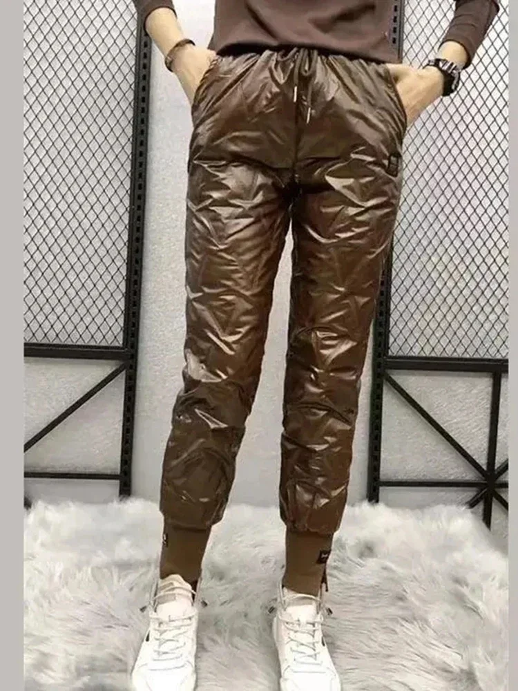 thumbnail image 2 of Little Donkey Andy Down Pants For Women Lightweight Puffy Sweat Pants High Waist 2 of 13