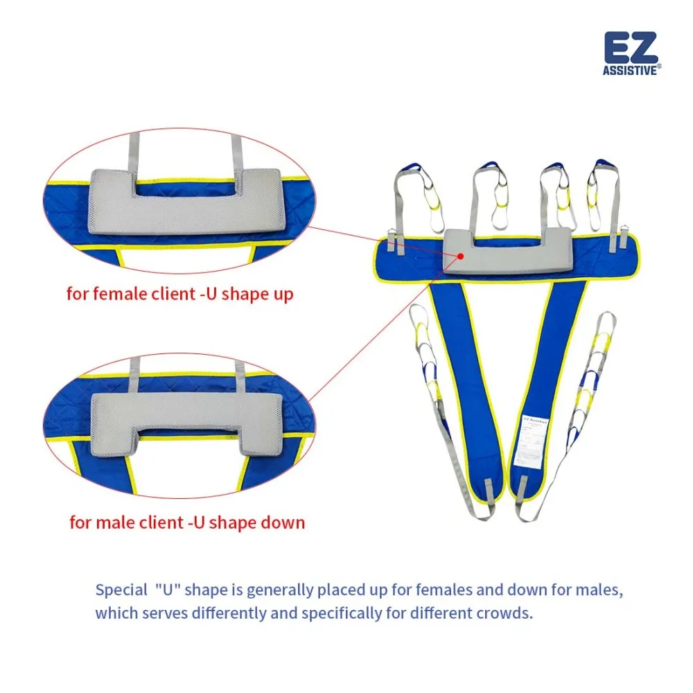 EZ Assistive Comfort Patient Lift Walking Sling Safety Waist Belt Adjustable Hoyer Hoist Sling for Disabled SWL 500lbs