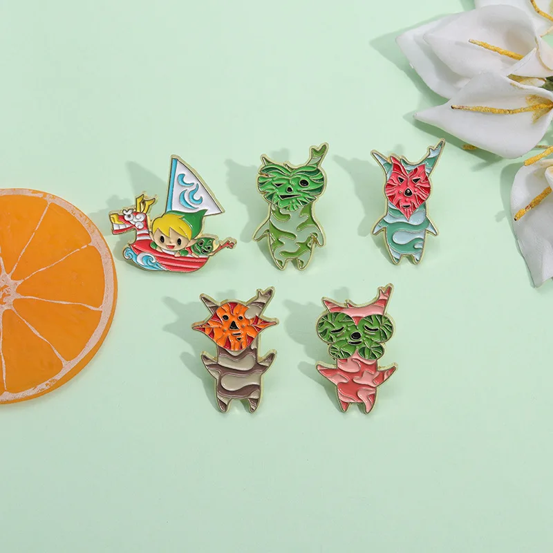 Cartoon-Spiel Elf Emaille Pins benutzer definierte Blatt gespleißt Fuchs Oktopus Broschen Revers Abzeichen Tier Pflanze Schmuck Geschenk für Freunde – Detail 9