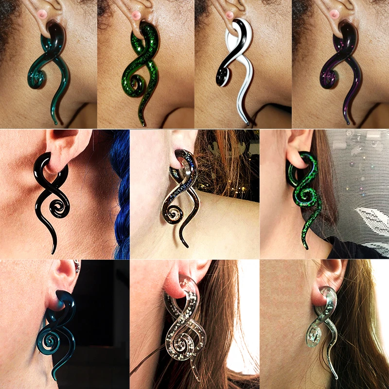 2 Stück Pyrex Glas Ohrstöpsel Tunnel Ohr Spirale Kegel Knorpel Ohrring Messgeräte Expander Bahre Flesh Oreja Piercing Körperschmuck – Detail 3