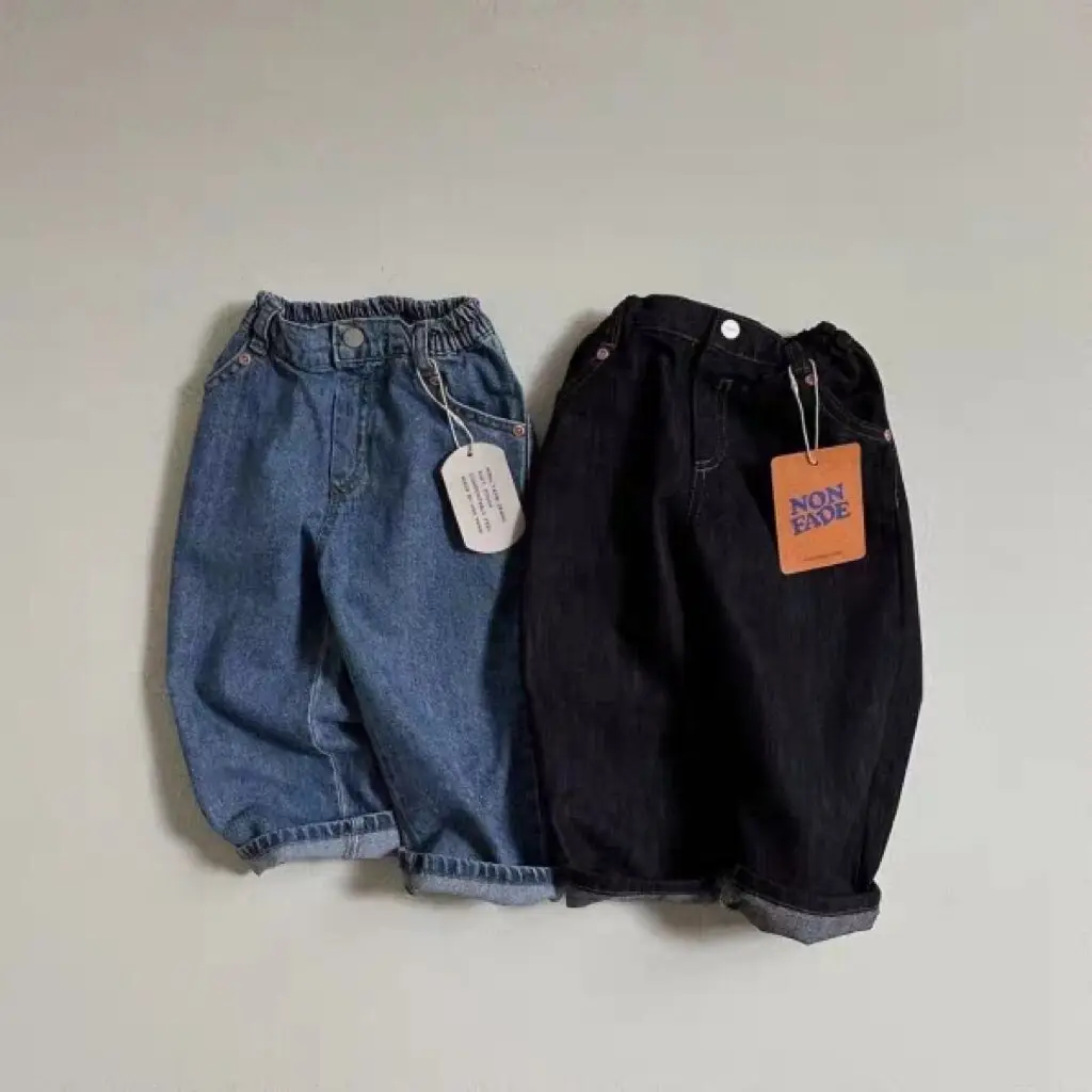 Description Picture 2 of item2025 Autumn New Baby Pocket Jeans Solid Infant Trousers For Girls Casual Pants Toddler Boys Denim Pants Fashion Children Clothes