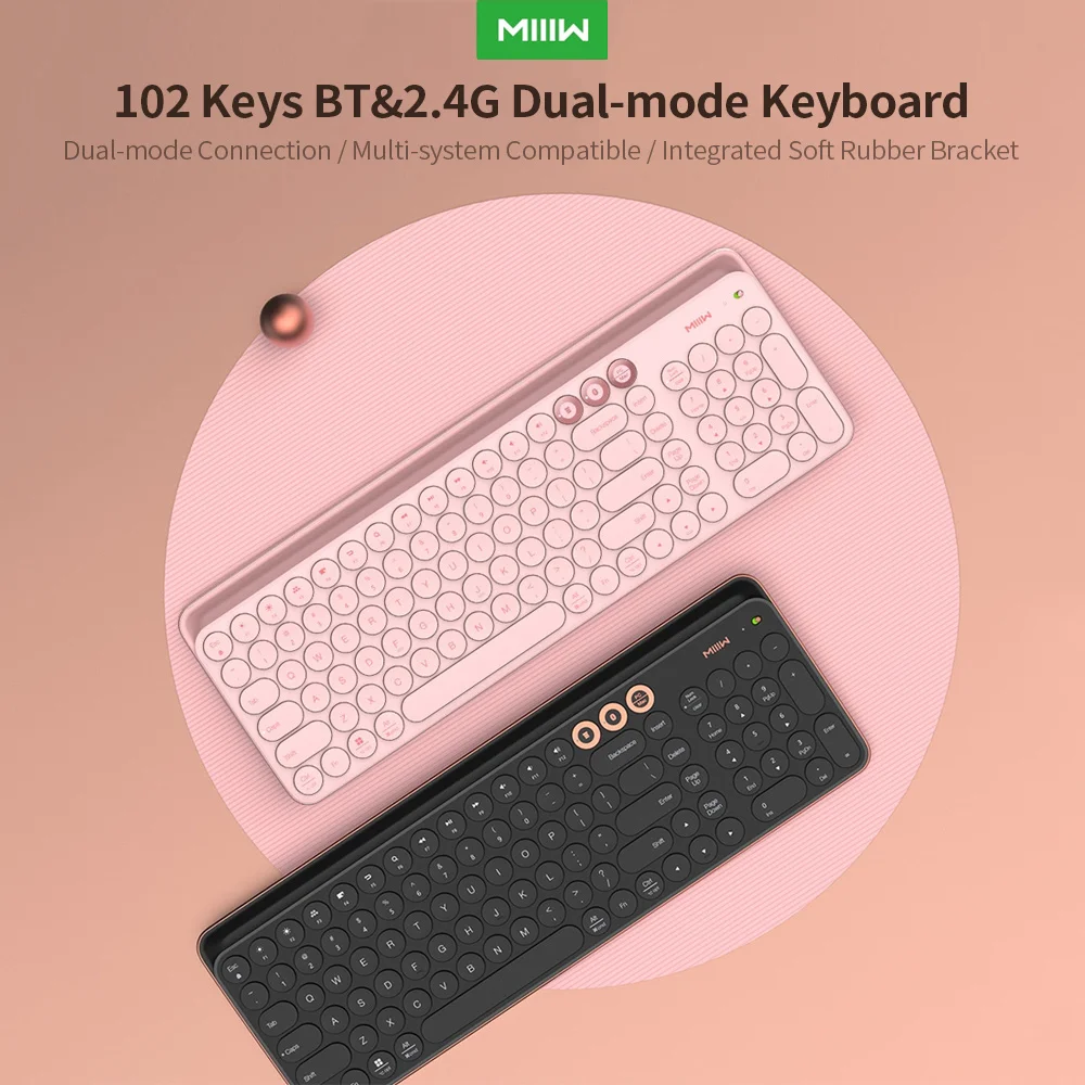 Xiaomi miiw dual-mode bluetooth wireless keyboard 102 keys office support multi-system compatible mobile phones tablets portable mini computer keyboard