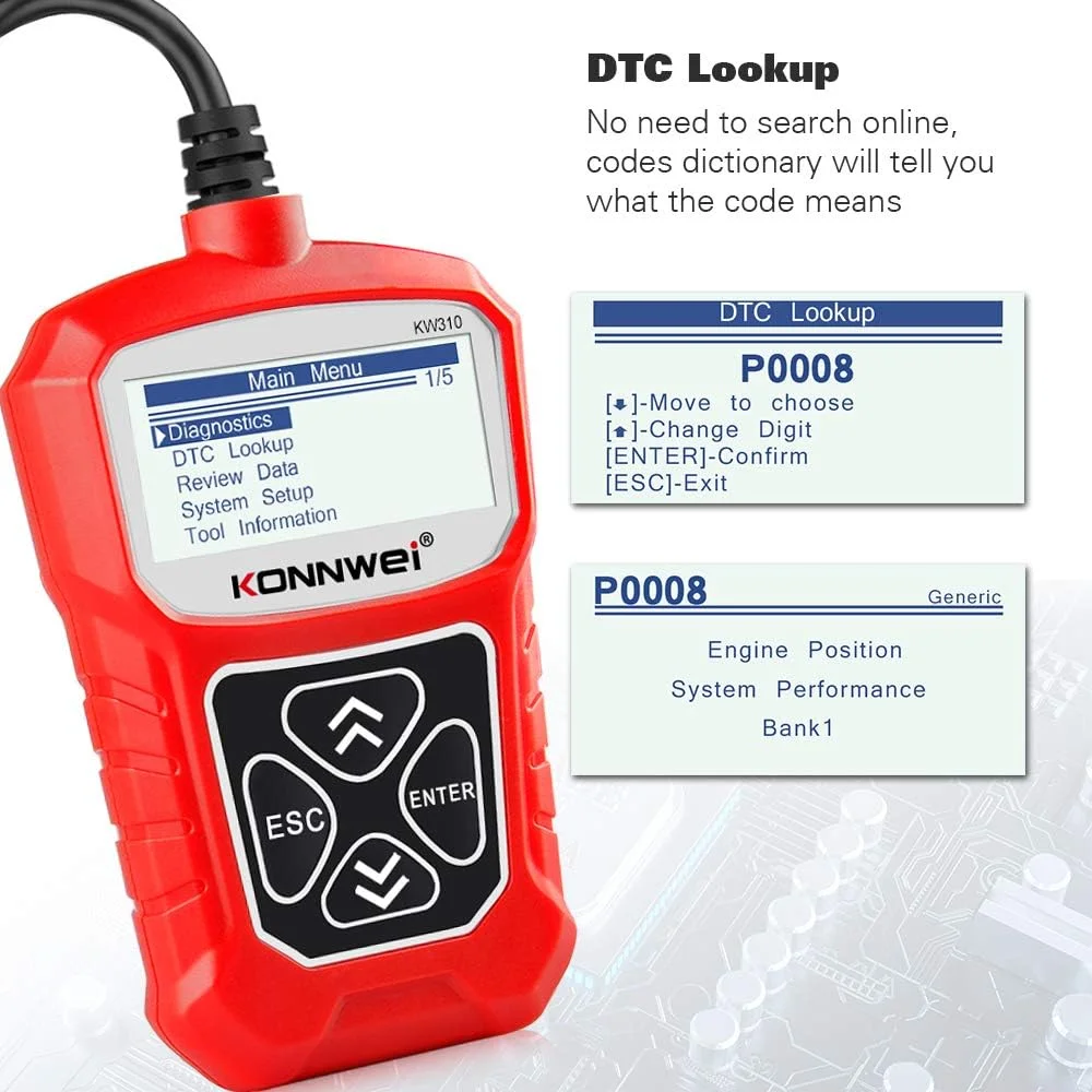 2025 KONNWEI KW310 Car Scanner OBD2 Scanner Auto Code Reader Diagnostic Check Engine Light Scan Tool for OBD II Cars After 1996 5