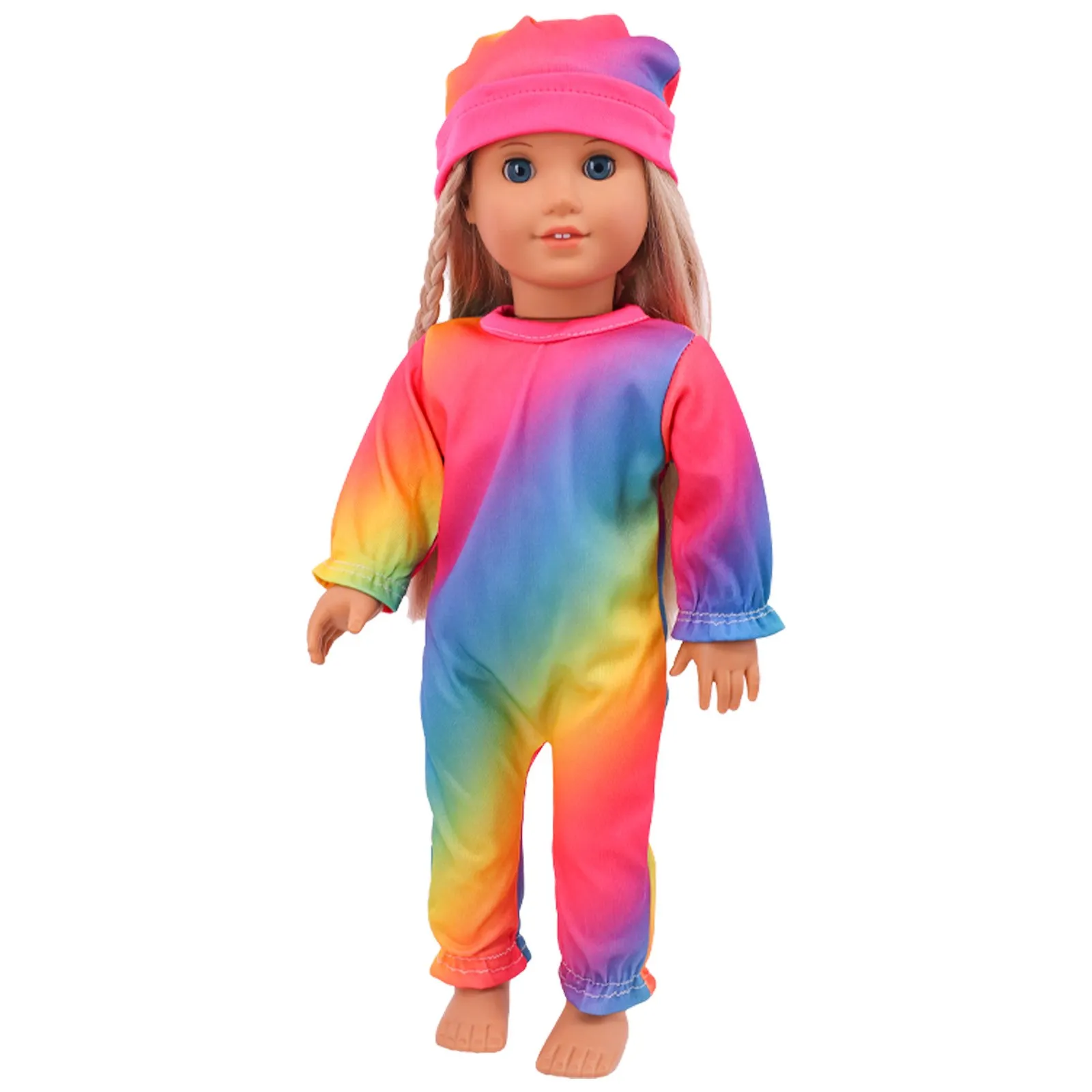 Doll Clothes Long One Piece Pajamas + Nightcap For 18Inch American&43Cm Baby Doll Accessories Nenuco Sleeping Blanket