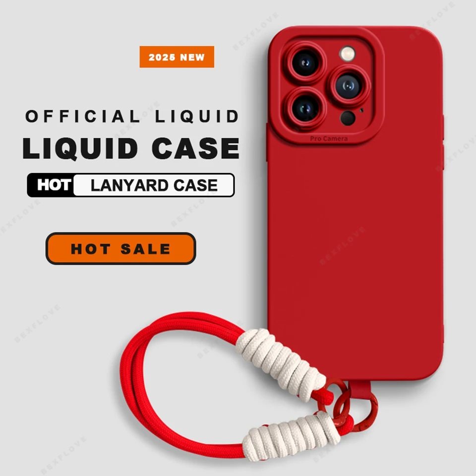 Lanyard Phone Case with Liquid Silicone Strap – Soft Protector Cover
