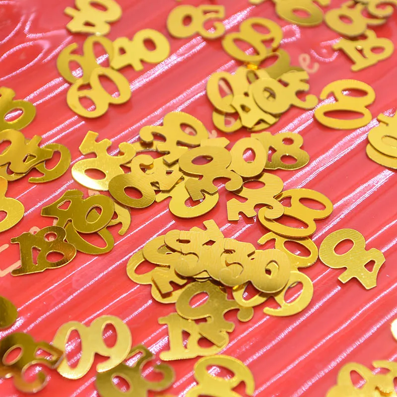 15g/bag Gold Sequins Number 18 30 40 50 60 Anniversary Decor Acrylic Confetti Table Scatters for Adult Birthday Party Decoration