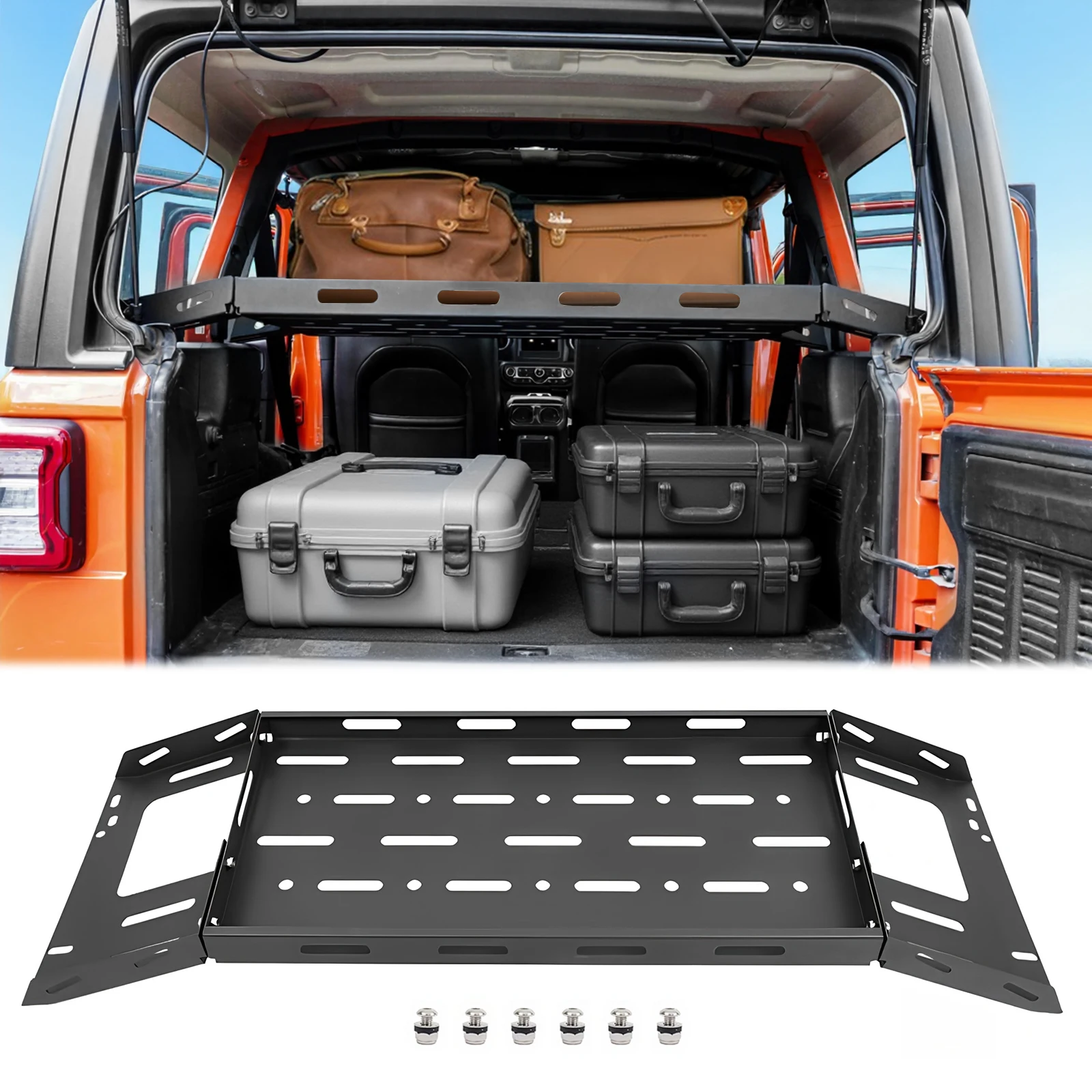 Rear Trunk Cargo Rack Basket Tray Steel Shelf Interior Storage Luggage Carrier for Jeep Wrangler JL Accessories
