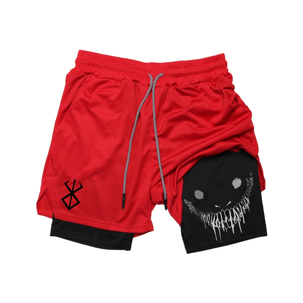 Men's Printed Double Layer Fitness Shorts 3