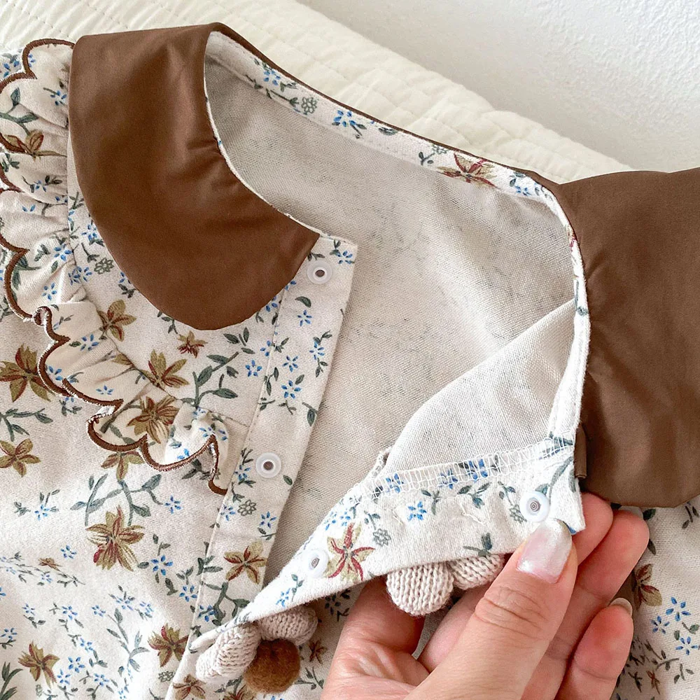 Retro Style Baby Girls Floral Bodysuits