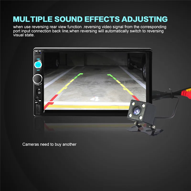 7010B 7inch Car Radio Bluetooth V2.0 Car Stereo HD Touch Screen MP5 Player SD MMC USB FM MP3/MP4 Hands-free Call Remote Control