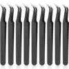 9pcs 9 Pieces Curved Tip Eyelash Extension Tweezers, Stainless Steel Curved Tip Tweezers Pointed Tip Tweezers with Protective Co 1
