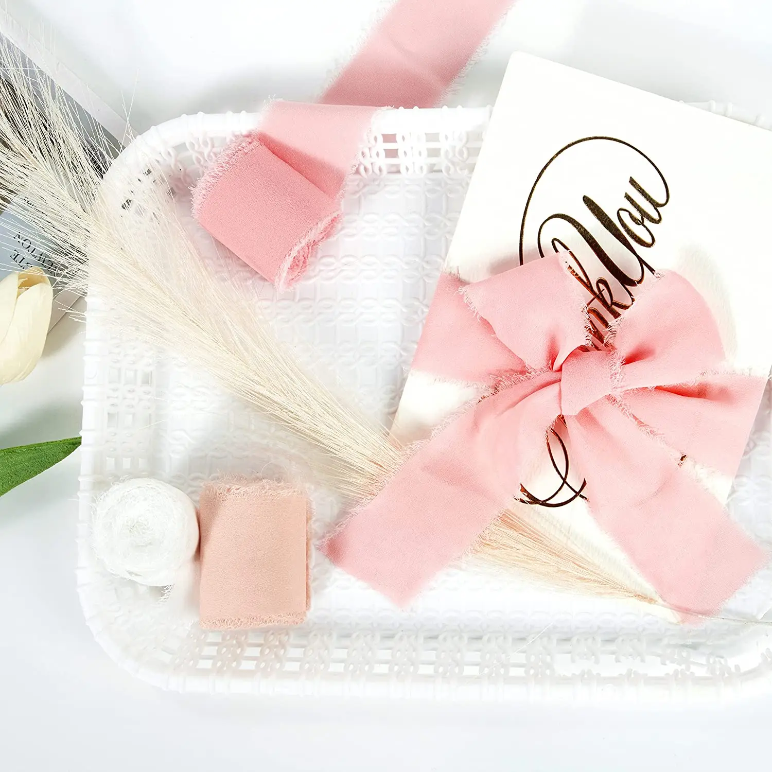 5m/Roll frayed edged wrinkle chiffon silk ribbon for wedding party flower bouquet gift packing DIY craft