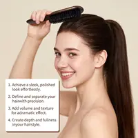 Brosse à cheveux en poils de sanglier (unisexe) - Brosse à poils de coiffeur professionnelle sans parfum, adaptée aux cheveux épais/fins 2