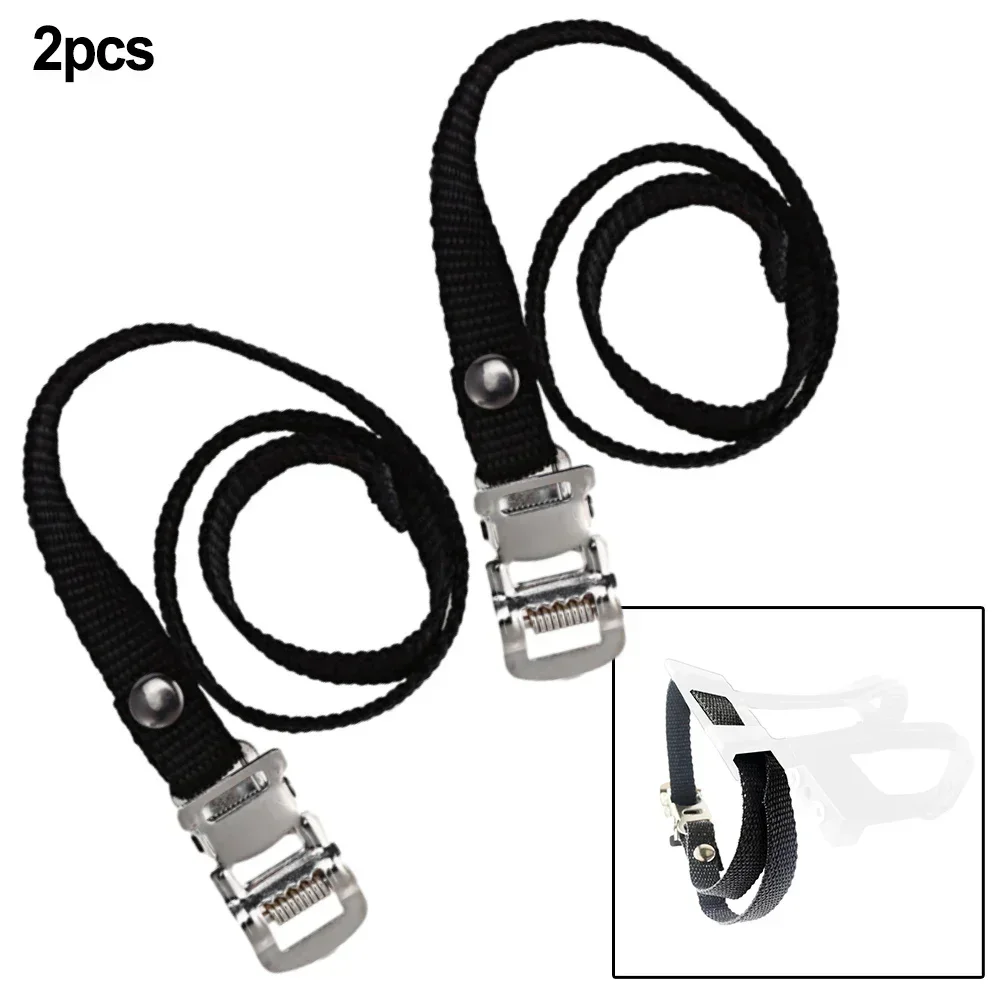Bicycle Pedal Strap 2PCS Bike Pedal Toe Straps Adjustable Metal Buckle Clip Straps Fitness Part
