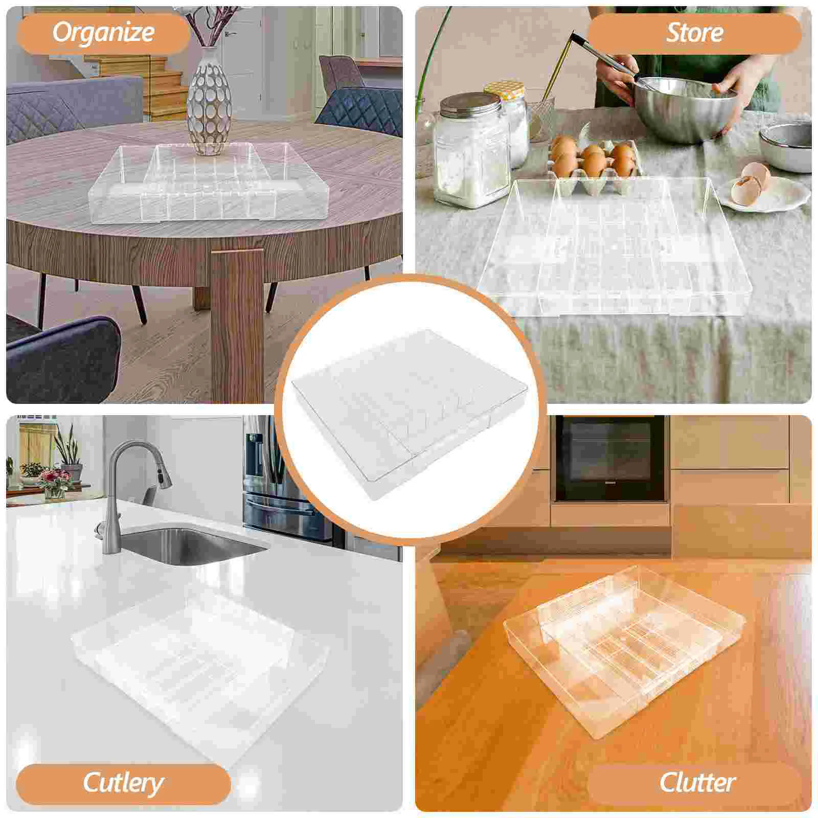 Expandable Cutlery Tray 5 Compartments Silverware ganizer for Drawer Kitchen Utensil Storage Acrylic Multi Use Stretchable Tidy 5