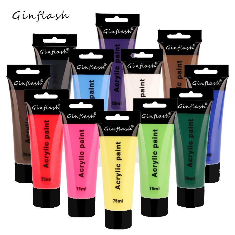 Ginflash 1pc 75ml/tube Acrylic paint pigment art Painting drawing DIY Wall painting Graffiti paint hand-painted art supplies