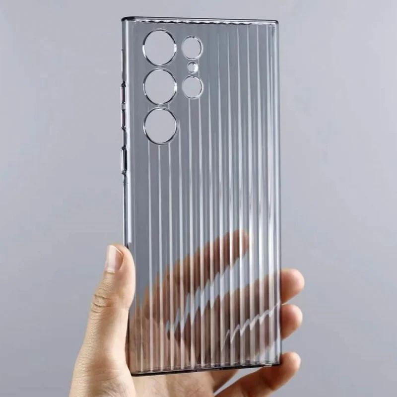 Ultra Thin Clear Corrugated Stripes Pattern Phone Case - Slim & Shockproof Design