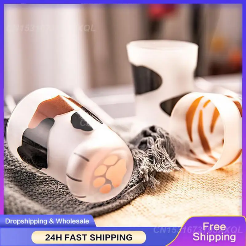 

Milk Juice Coffee Cup High Quality Glass Material Durable Cat Theme Glass Cute Cat Foot Cup Popular Gift Options Ins Cup Juice