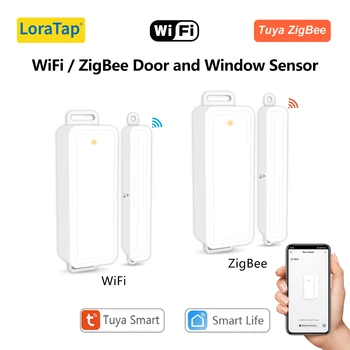 LoraTap Tuya Smart Life WiFi ZigBee Sensore per porte e finestre Interruttore di scena Rilevatori di avvisi di controllo remoto Intelligenza domestica