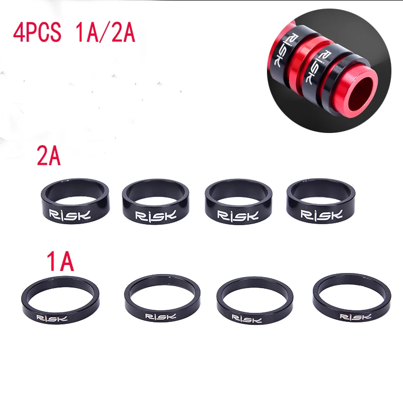 Bicycle Headset Bicycle Spacer Bicycle Fork 4Pcs 5/10mm Bike Bicycle Fork Washer Stem Headset Spacers Raise Handlebar Ring Cycling Accessories Adjustment Aluminum Alloy