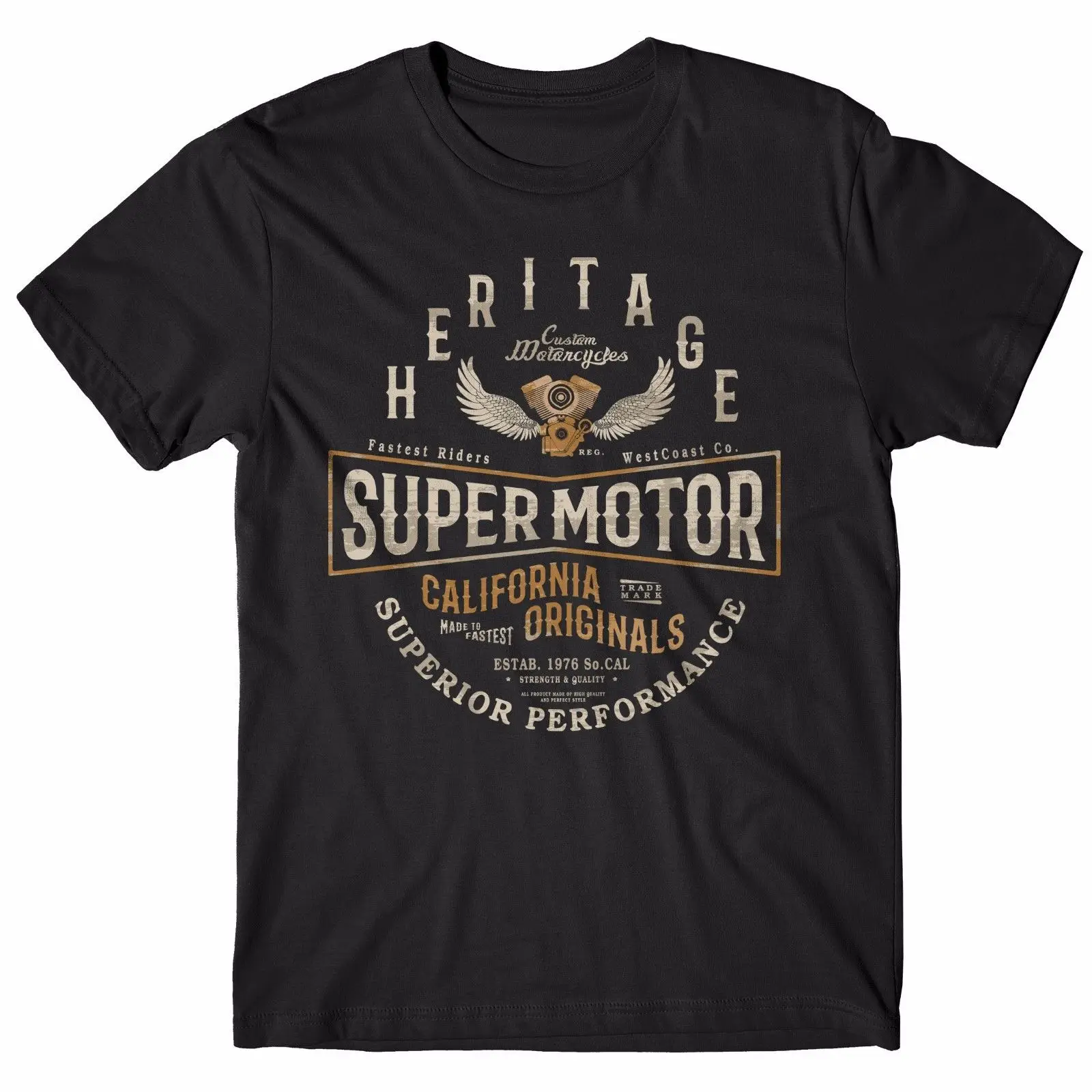

Classic Design Heritage Custom Motorcycles Super Motor T Shirt New 100% Cotton Short Sleeve O-Neck T-shirt Casual Mens Top